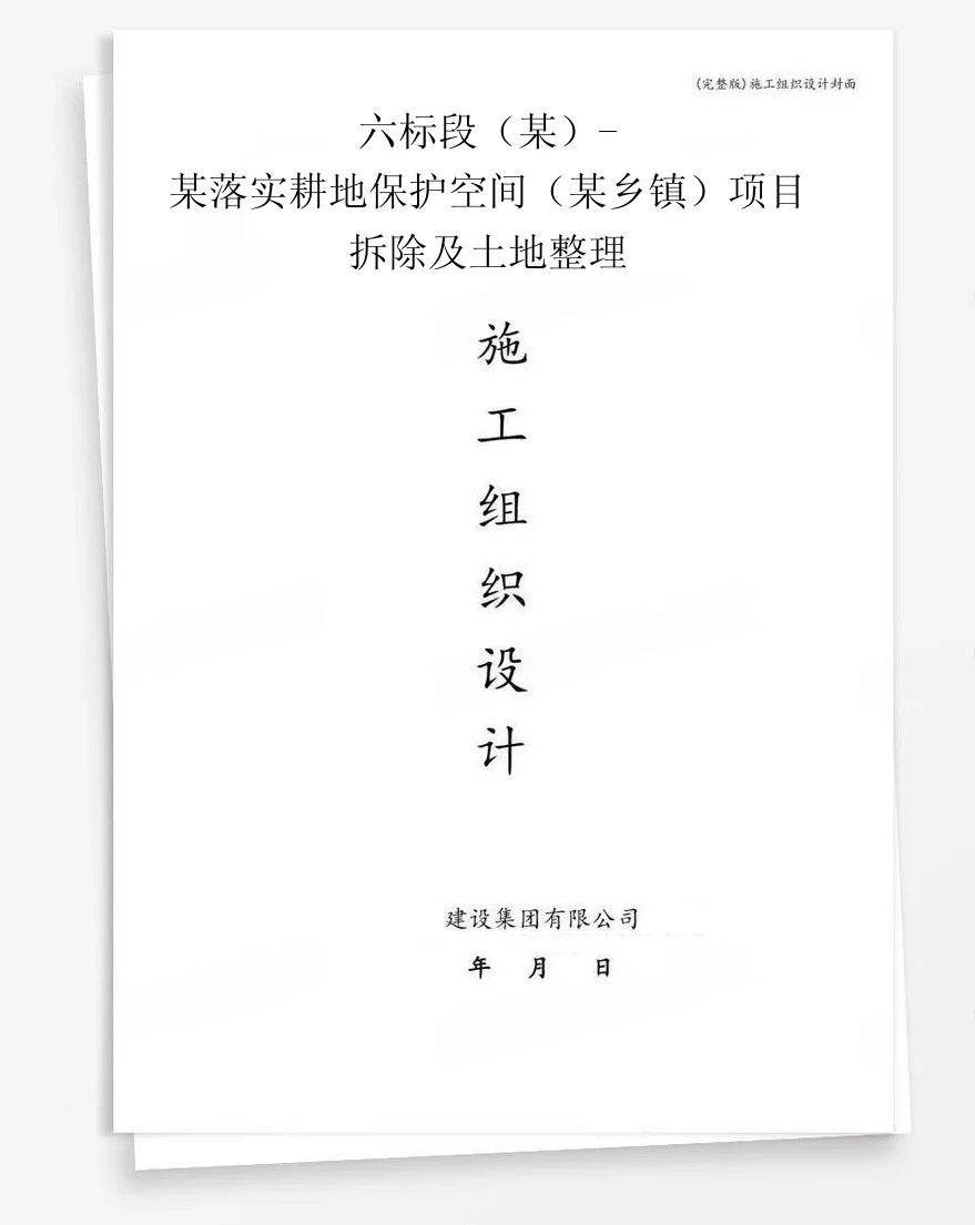 六标段(某)-某落实耕地保护空间(某乡镇)项目拆除及土地整理 封面