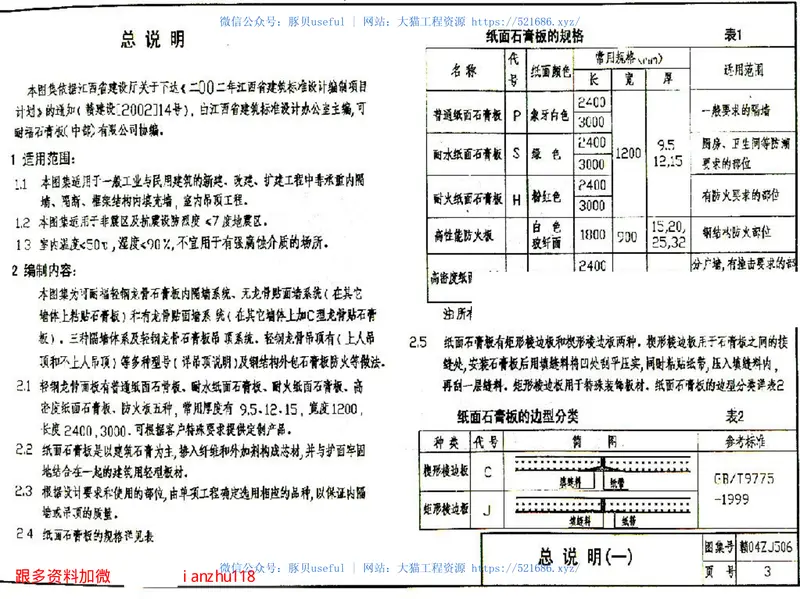 赣04ZJ506轻钢龙骨石膏板隔墙及吊顶(一) 预览图