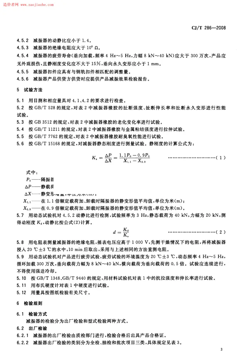 CJT286-2008城市轨道交通轨道橡胶减震器规范 预览图
