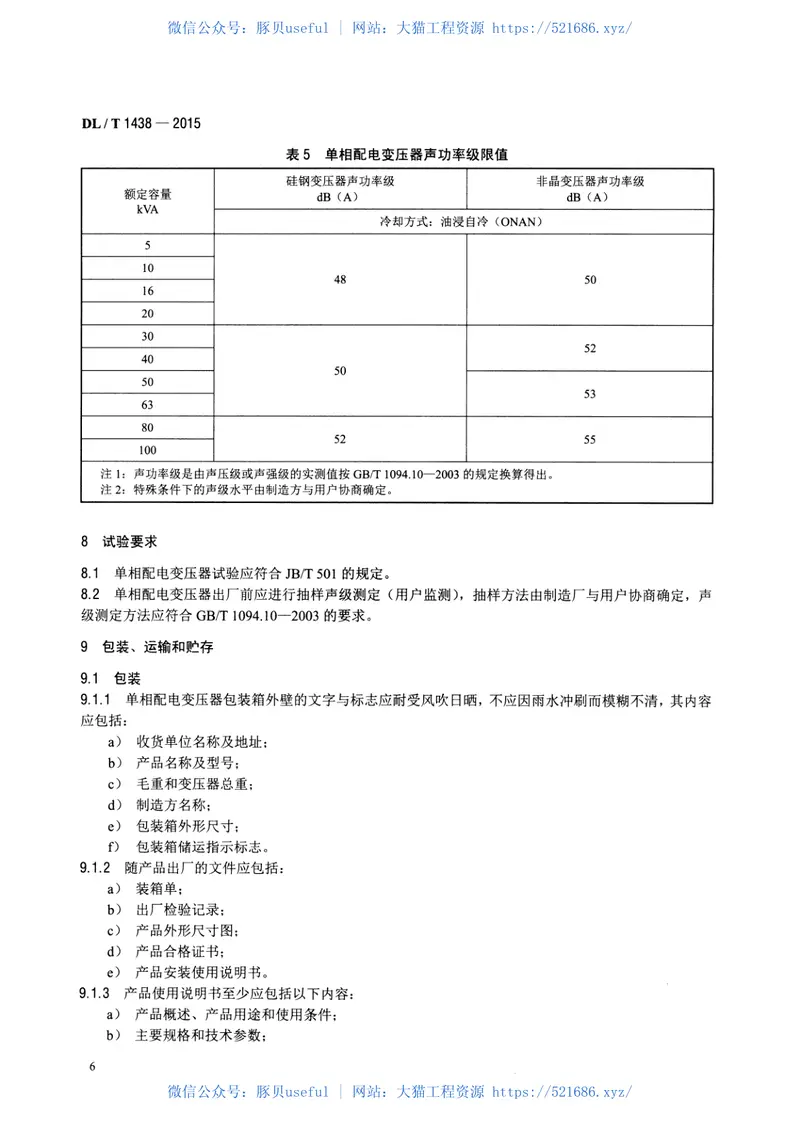 DLT1438-2015单相配电变压器选用导则 预览图