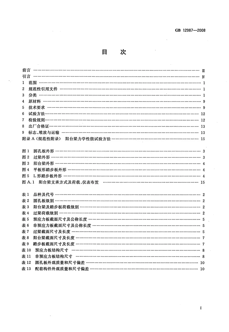GB12987-2008乡村建设用混凝土圆孔板和配套构件 预览图