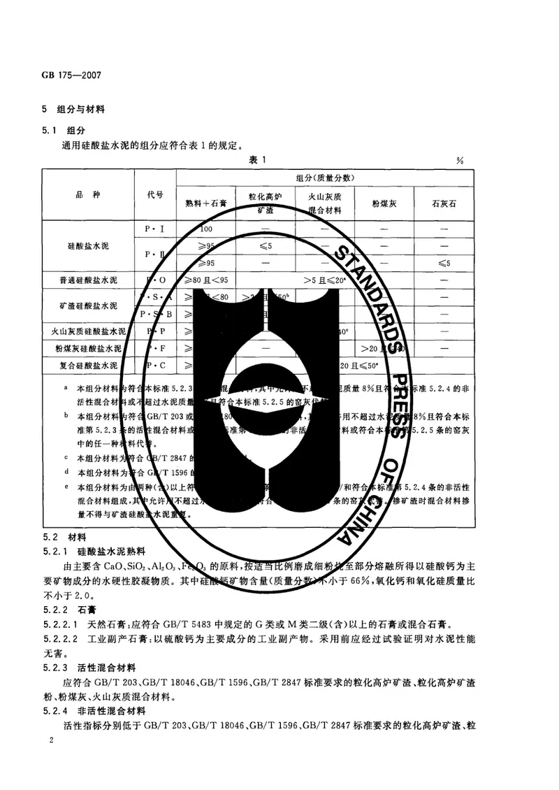 GB175-2007通用硅酸盐水泥 预览图