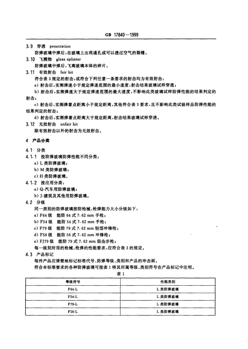 GB17840-1999防弹玻璃 预览图