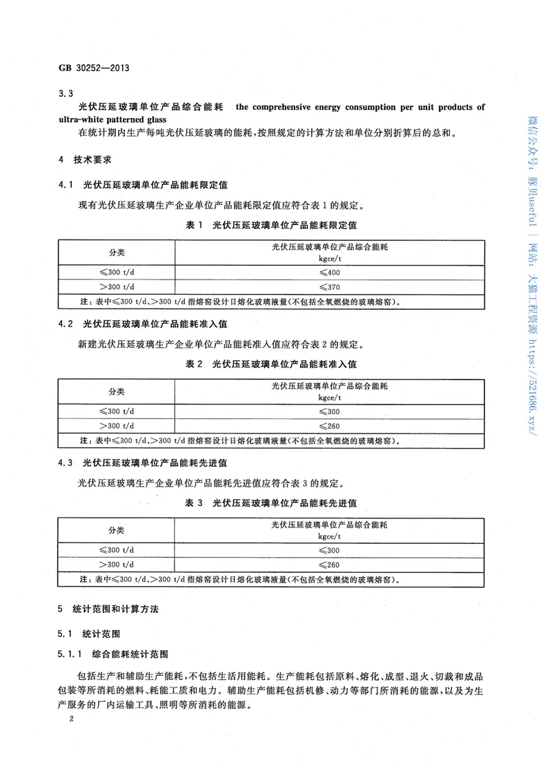 GB30252-2013光伏压延玻璃单位产品能源消耗限额 预览图