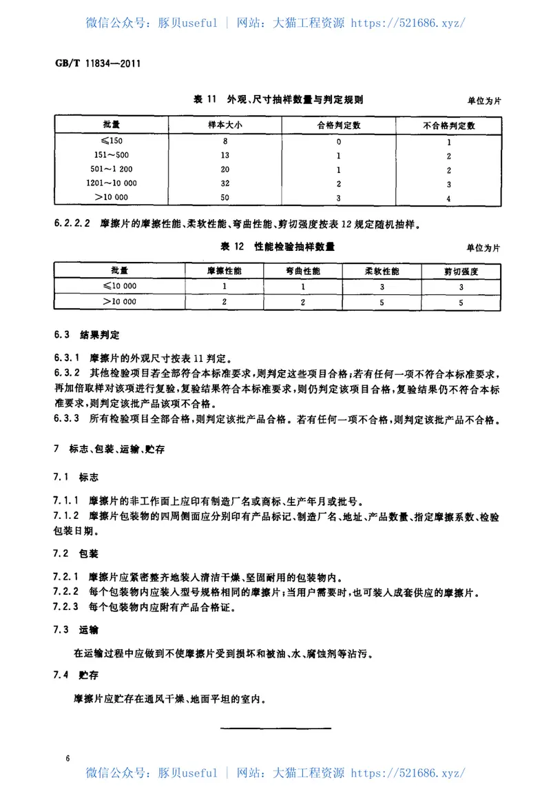 GBT11834-2011工农业机械用摩擦片 预览图