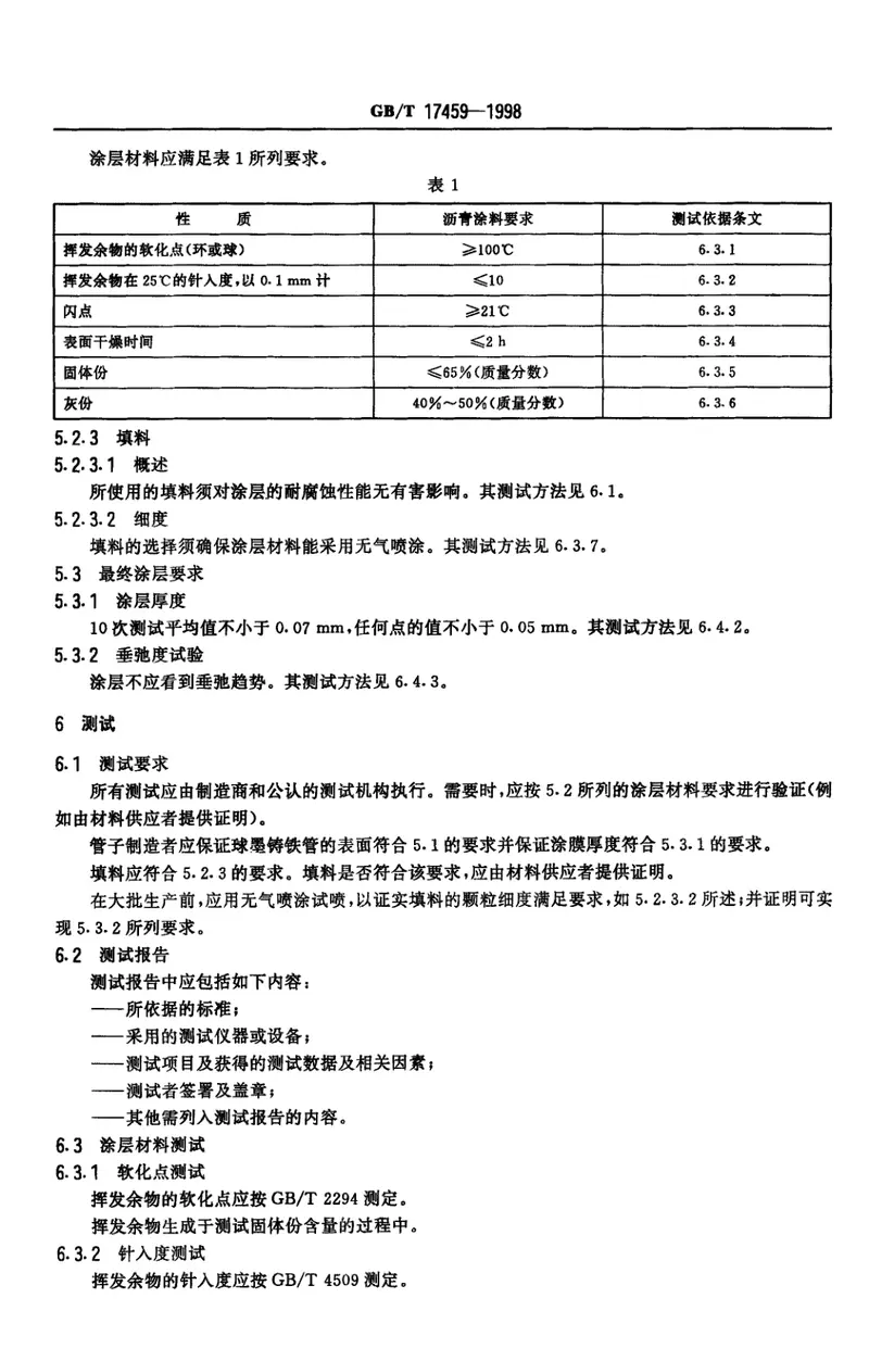 GBT17459-1998球墨铸铁管沥青涂层 预览图
