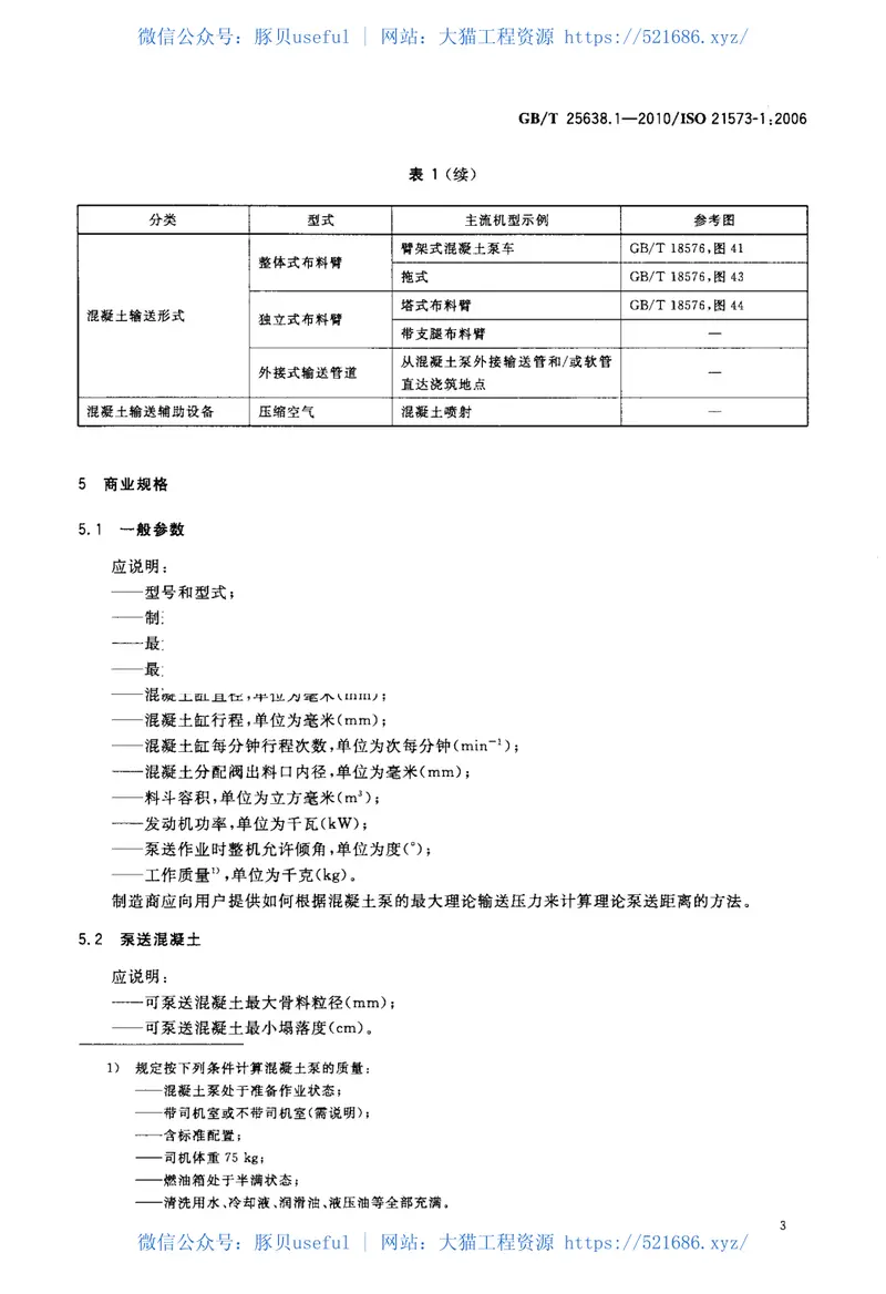 GBT25638.1-2010建筑施工机械与设备混凝土泵第1部分：术语与商业规格 预览图