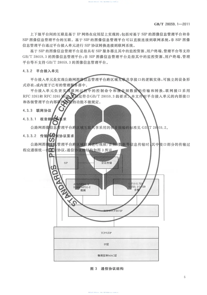 GBT28059.1-2011公路网图像信息管理系统平台互联技术规范第1部分:总则 预览图