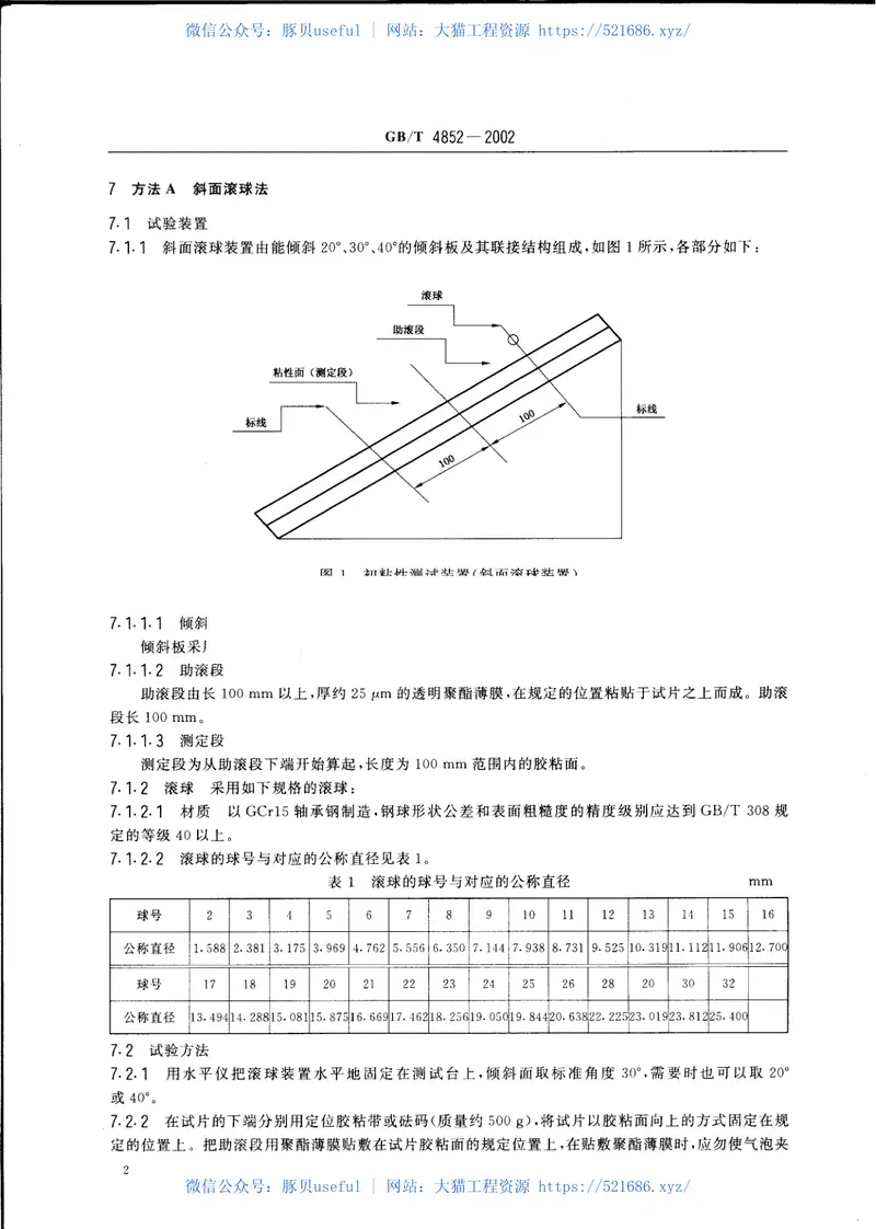 GBT4852-2002压敏胶粘带初粘性试验方法(滚球法) 预览图