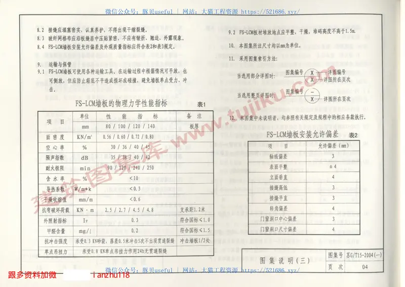 苏J／T15-2004(一)轻质墙板构造图集（一）-FS－LCM轻质墙板 预览图