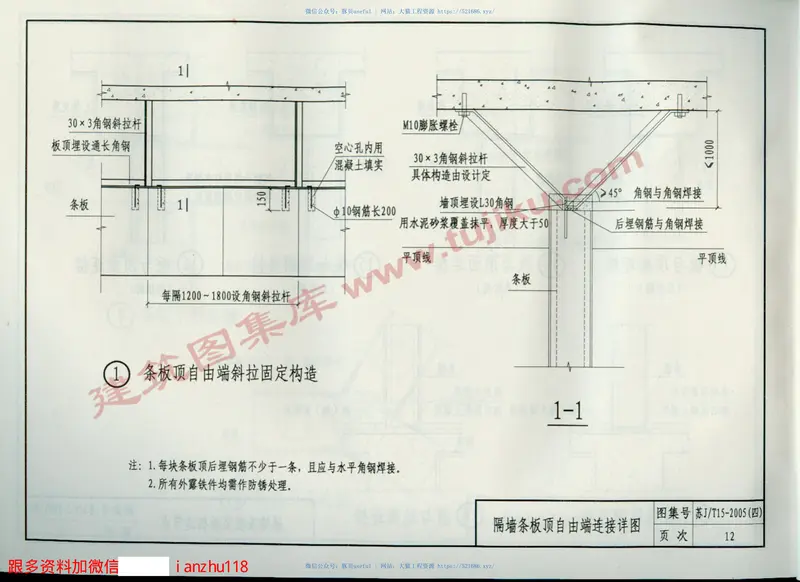 苏JT15-2005(四）轻质墙板构造图集(四)-轻集料混凝土空心隔墙条板 预览图