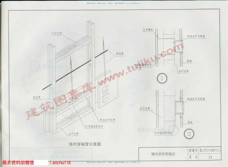 苏J／T15-2005(三)轻质墙板构造图集(三)GMJ龙骨接插式组合墙体 预览图