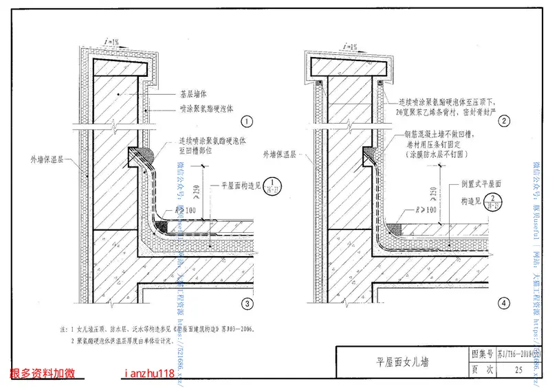 苏JT16-2010(六)建筑保温构造图集(六)现场喷涂聚氨酯硬泡体保温系统 预览图