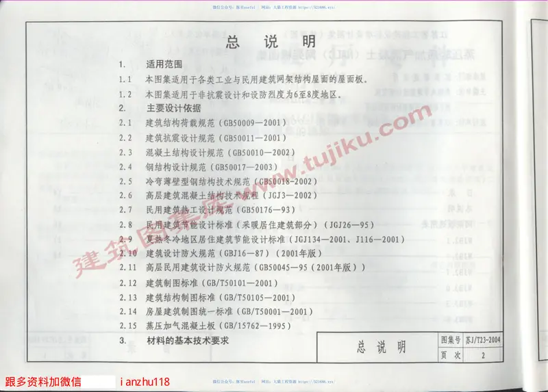 苏J／T23-2004蒸压轻质加气混凝土网架板图集 预览图