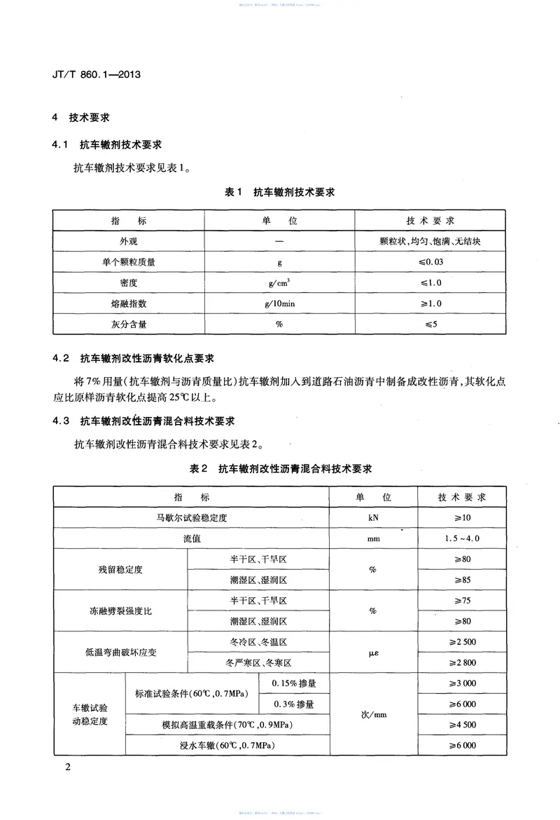 JTT860.1-2013沥青混合料改性添加剂第1部分：抗车辙剂 预览图