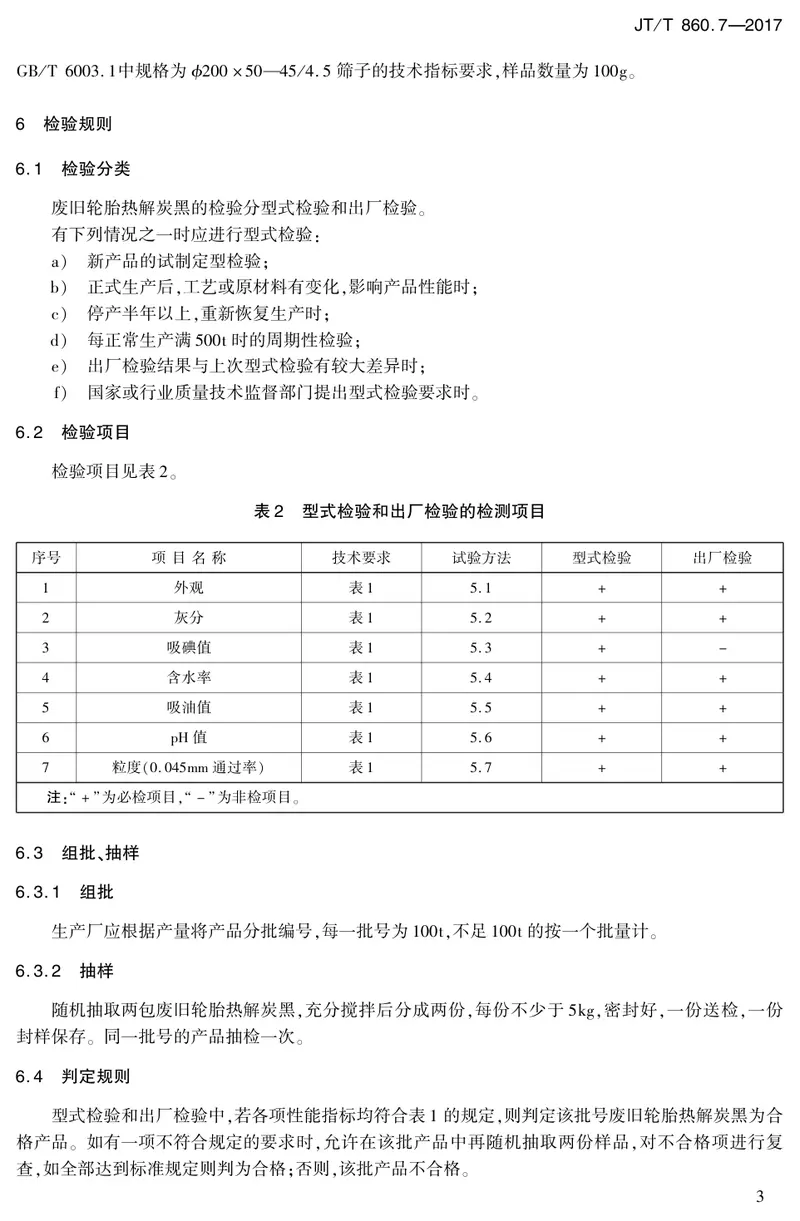 JTT860.7-2017沥青混合料改性添加剂第7部分：废旧轮胎热解炭黑 预览图