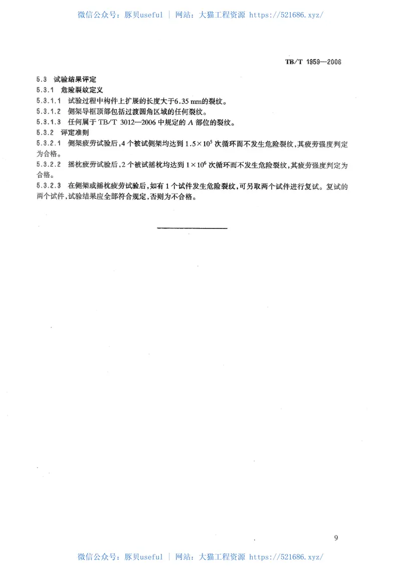 TBT1959-2006铁道货车摇枕、侧架静载荷及疲劳试验 预览图