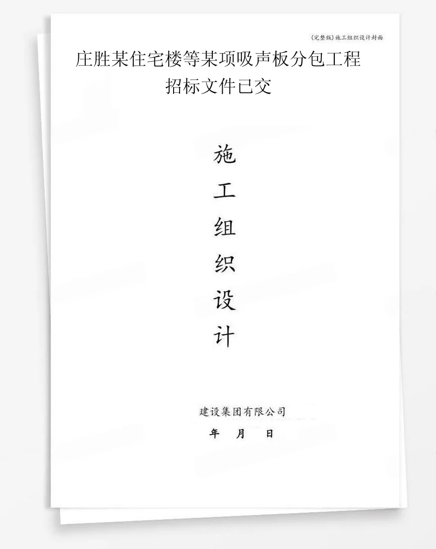 庄胜某住宅楼等某项吸声板分包工程招标文件已交 封面