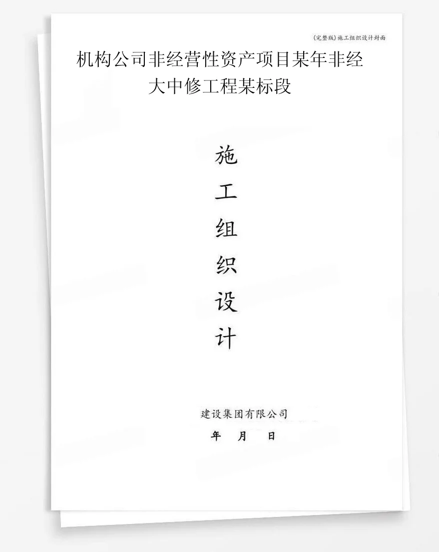 机构公司非经营性资产项目某年非经大中修工程某标段 封面