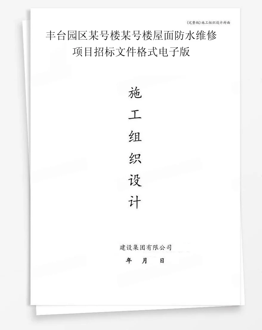 丰台园区某号楼某号楼屋面防水维修项目招标文件格式电子版 封面