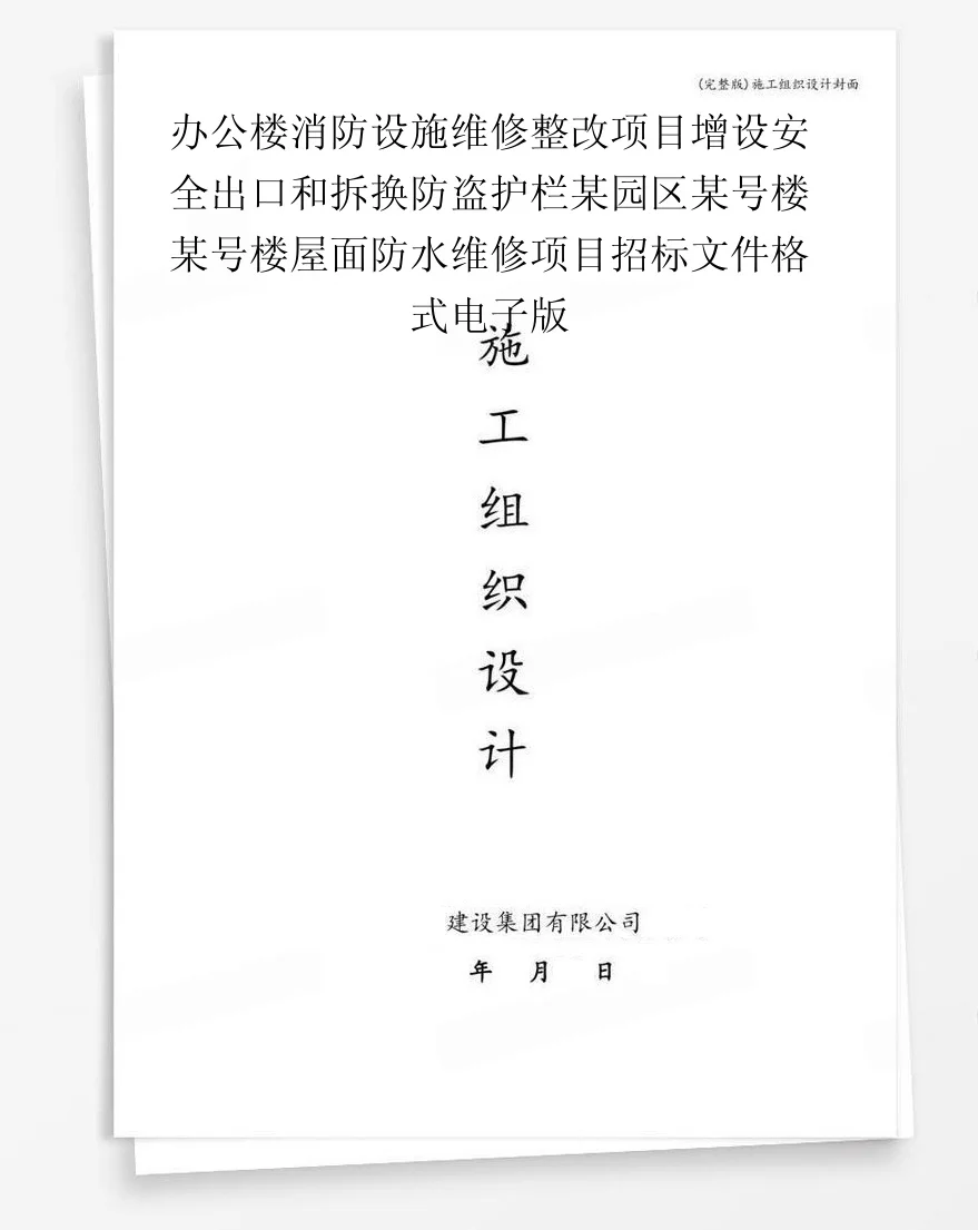 办公楼消防设施维修整改项目增设安全出口和拆换防盗护栏某园区某号楼某号楼屋面防水维修项目招标文件格式电子版 封面