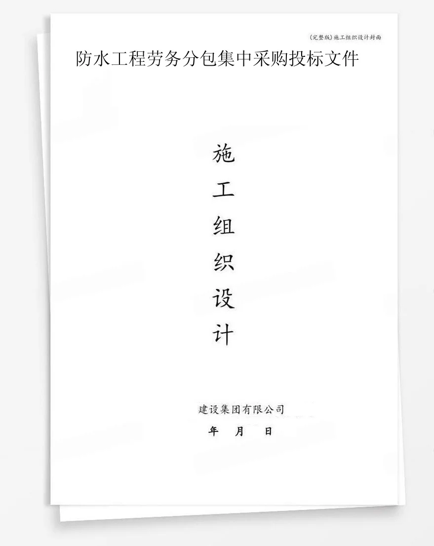 防水工程劳务分包集中采购投标文件 封面
