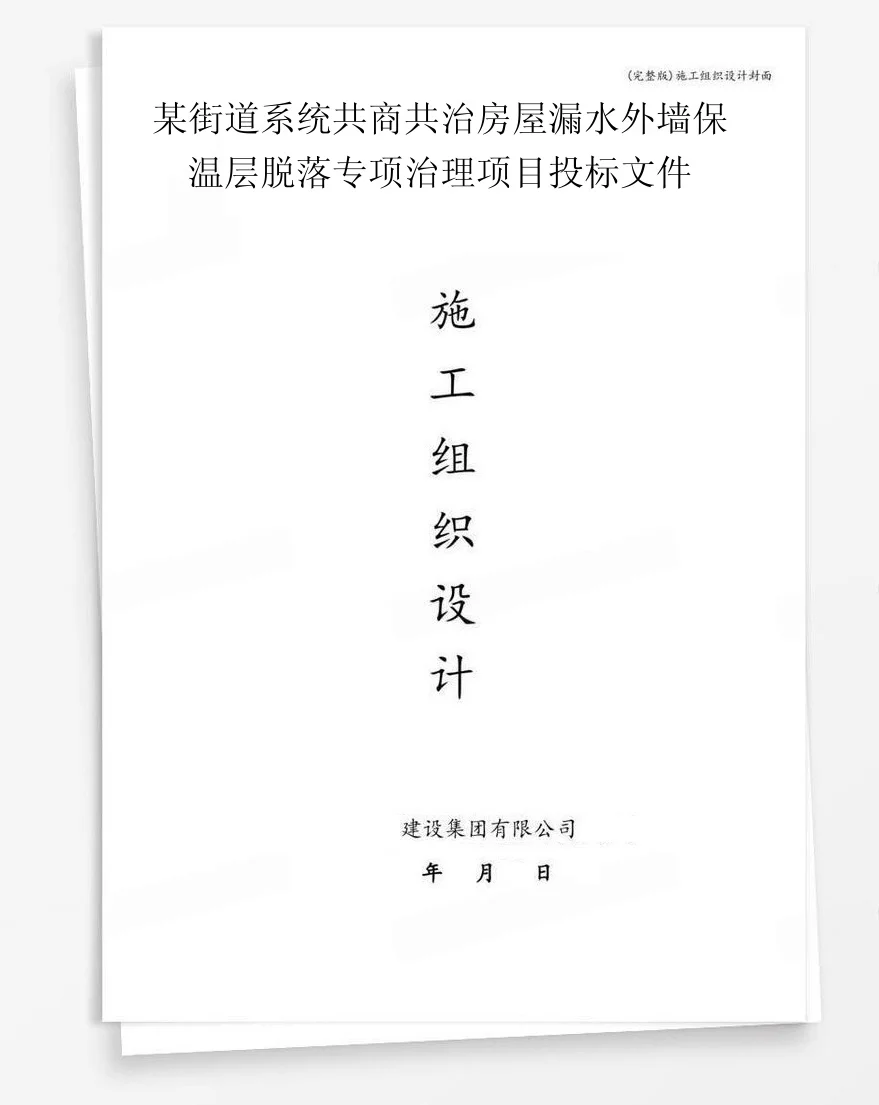 某街道系统共商共治房屋漏水外墙保温层脱落专项治理项目投标文件 封面