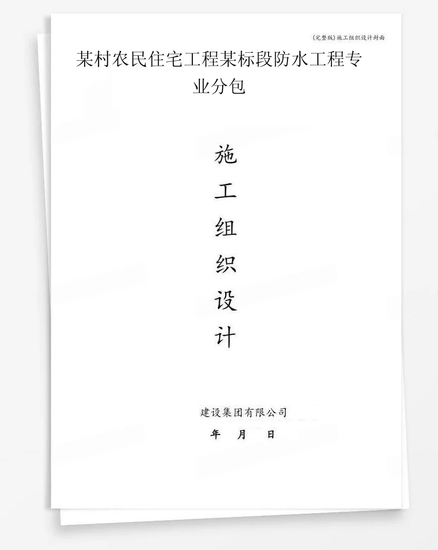 某村农民住宅工程某标段防水工程专业分包 封面