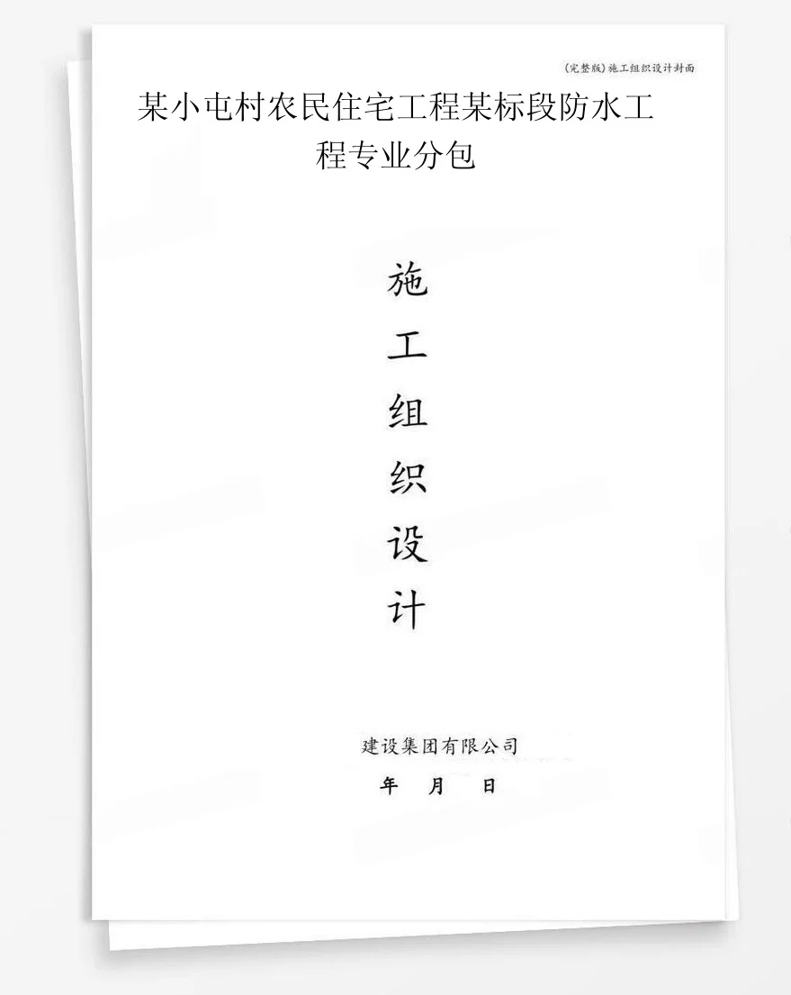 某小屯村农民住宅工程某标段防水工程专业分包 封面