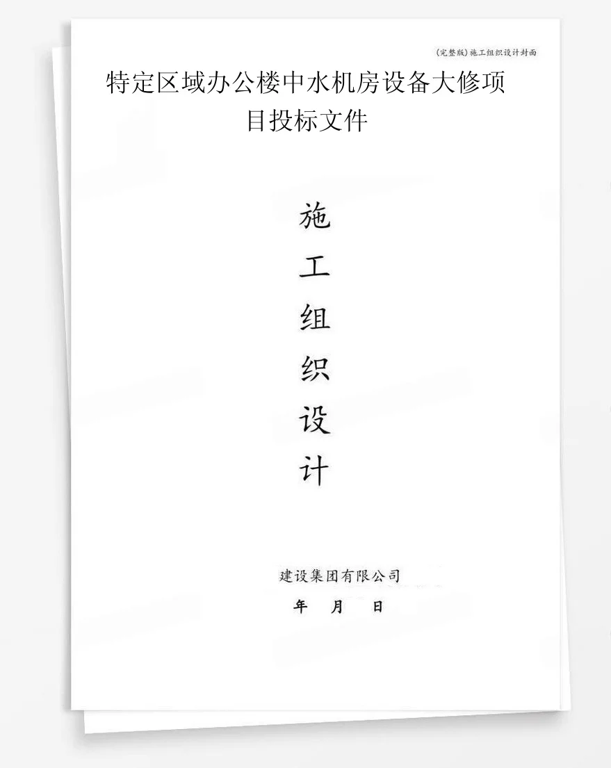 特定区域办公楼中水机房设备大修项目投标文件 封面